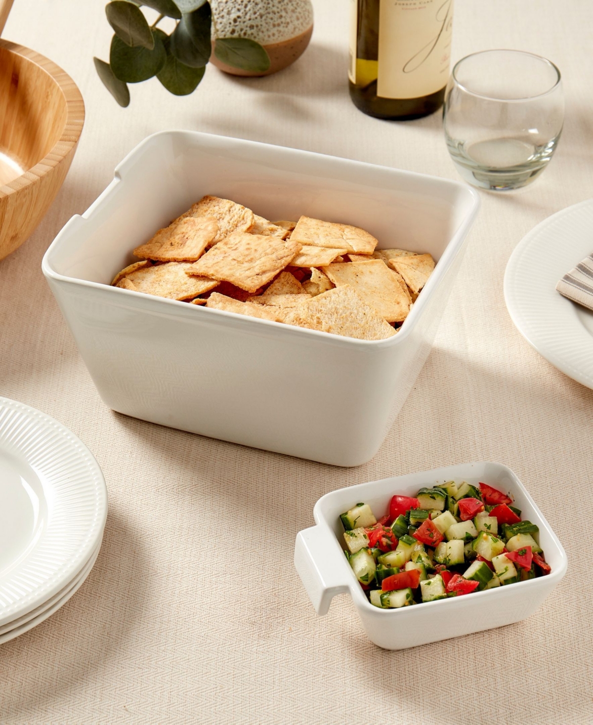 Denmark Tools For Cooks Rectangular Chip Dip Set In White