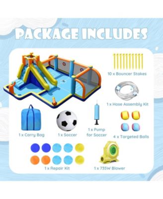 Giant Soccer-Themed Inflatable Water Slide with 735W Blower