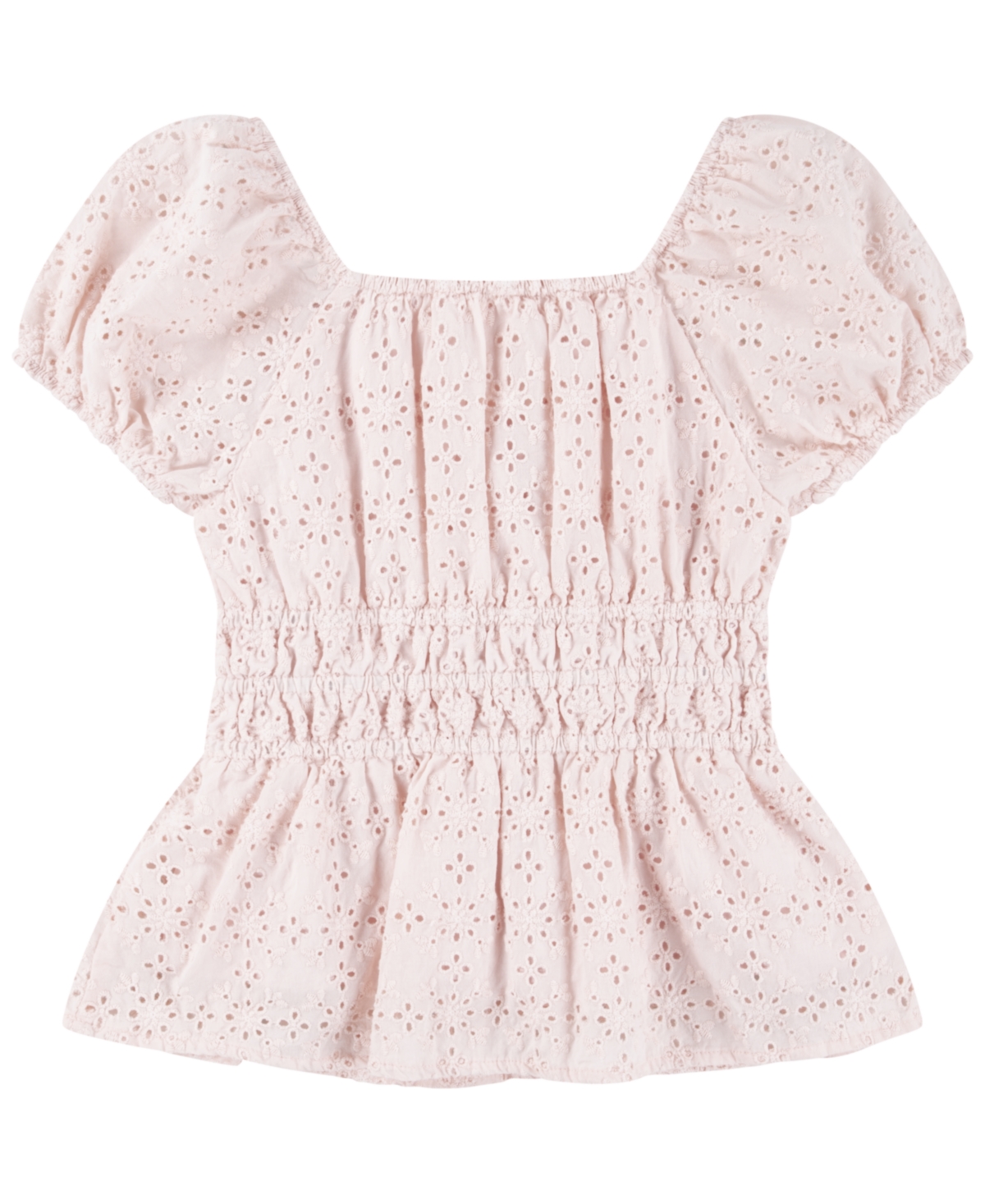 Levi's Big Girls Eyelet Puff Top In English Rose