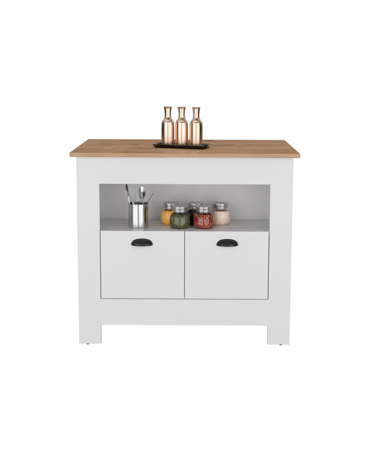 Depot E-Shop Floyd Kitchen Island H, whit 2 doors, 3 shelves