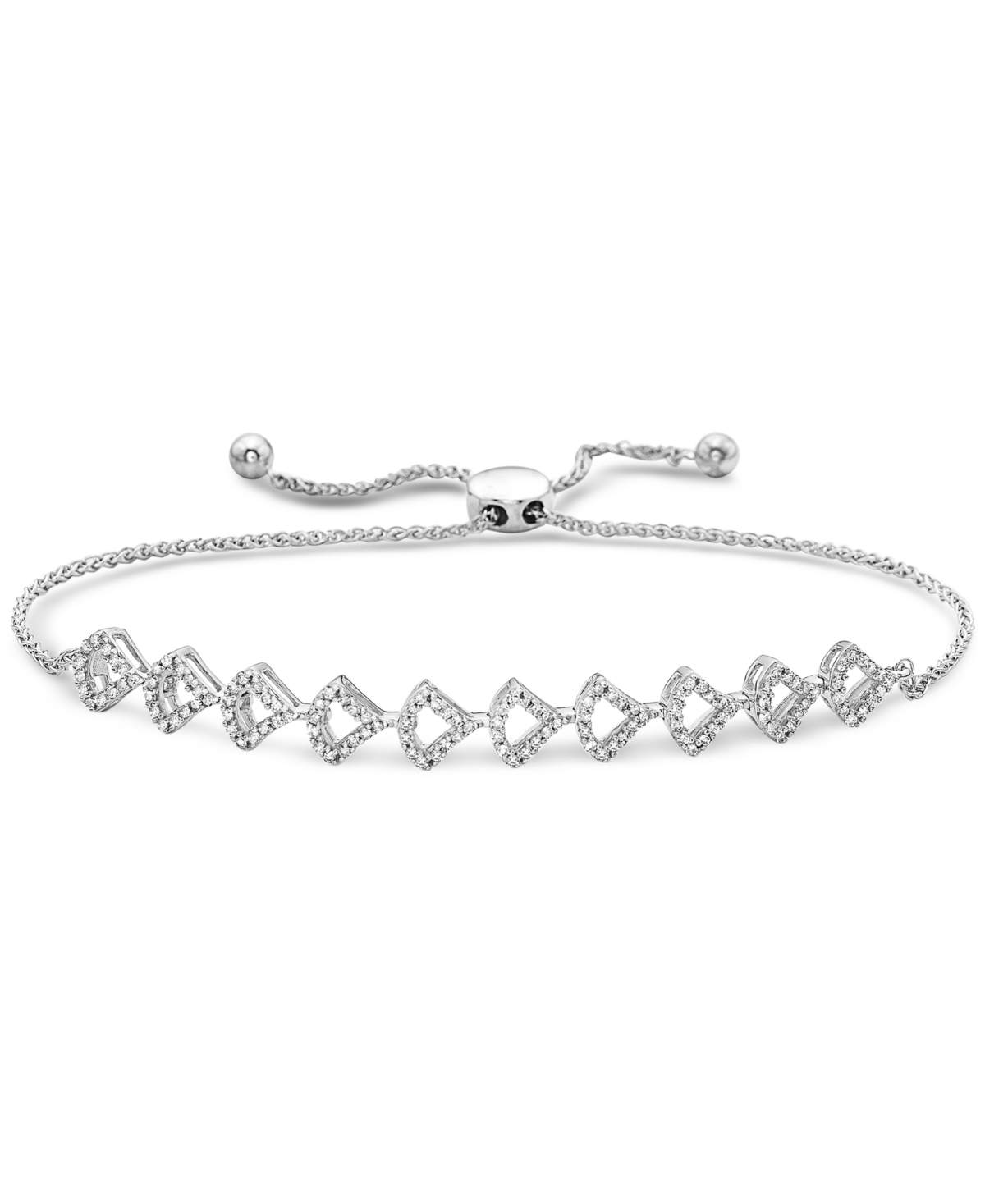 MACY'S DIAMOND OPENWORK CURVED LINK BOLO BRACELET (1/2 CT. T.W.) IN 10K WHITE GOLD 