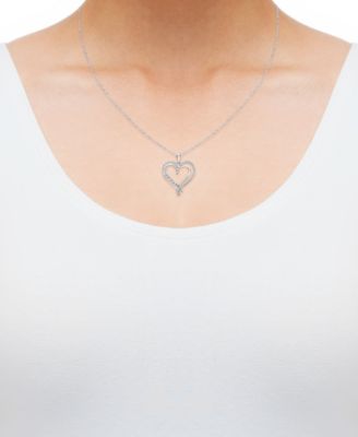 Diamond Heart 18" Pendant Necklace (1/10 ct. t.w.) in 10k White Gold