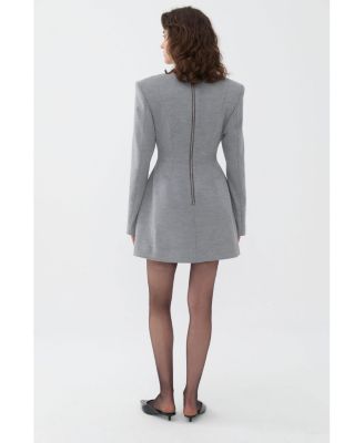 Women's Padded Shoulder Long Sleeve Minidress