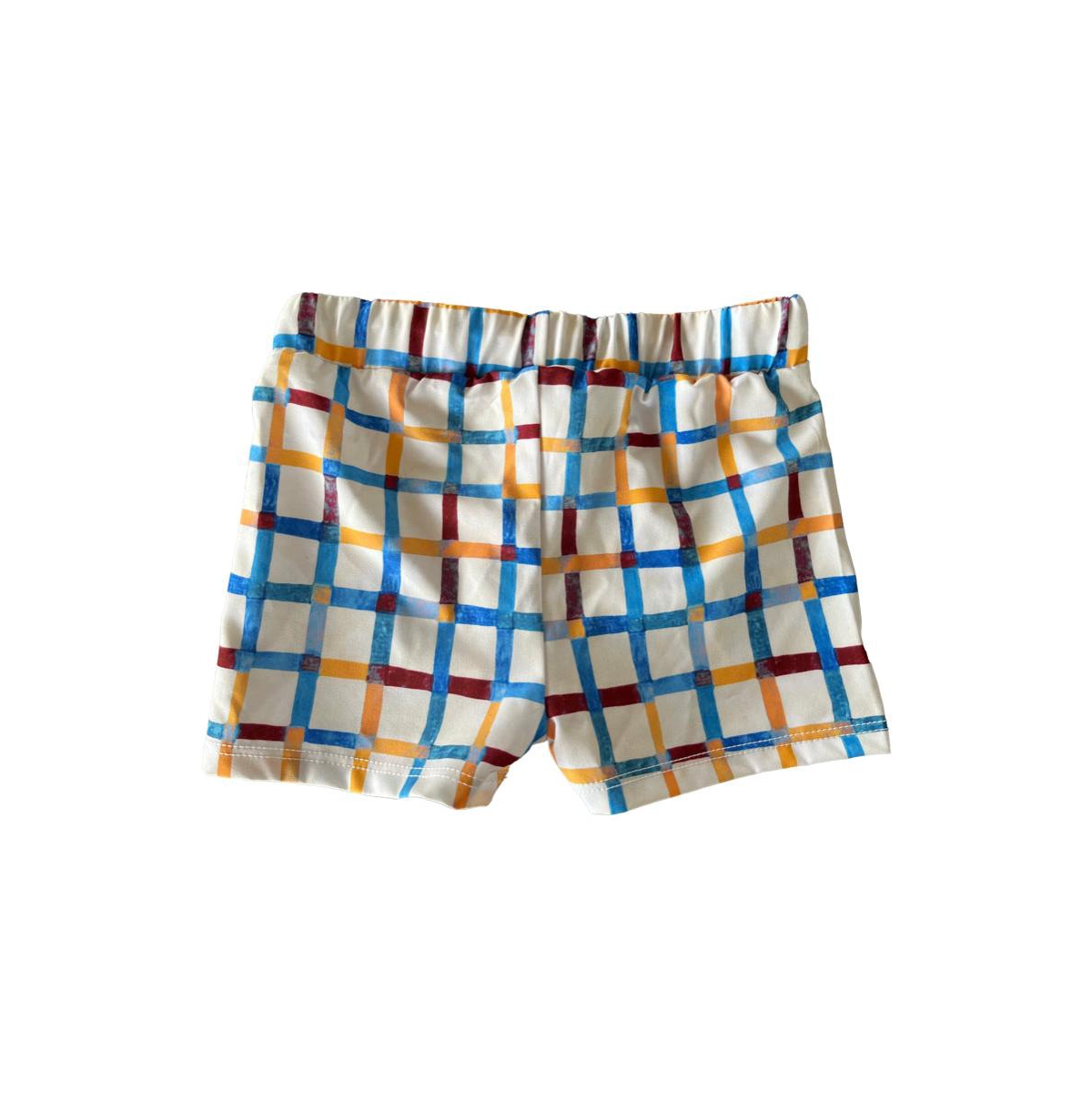 Miga Swimwear Baby and Toddler Boys' Gingham Check Boardshort -Miga Swimwear- 0-6months -- Checker ecru