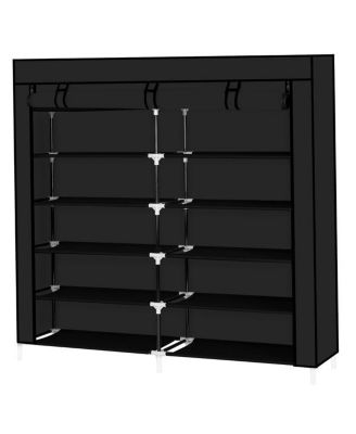 7-Tier Portable Shoe Rack with Fabric Cover for Organized Shoe Storage and Closet Organization