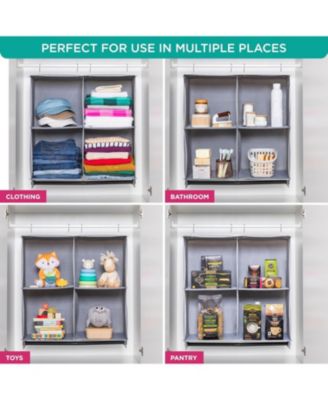 Hanging Closet Organizer with 4 Shelves and Black Metal Rod