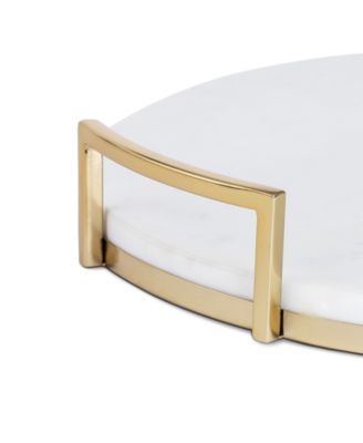 Uptown Round Marble Tray with Handles