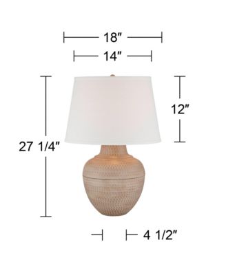 Brighton 27 1/4" Tall Hammered Pot Farmhouse Rustic Modern Table Lamp Beige Finish Metal Single Living Room Bedroom