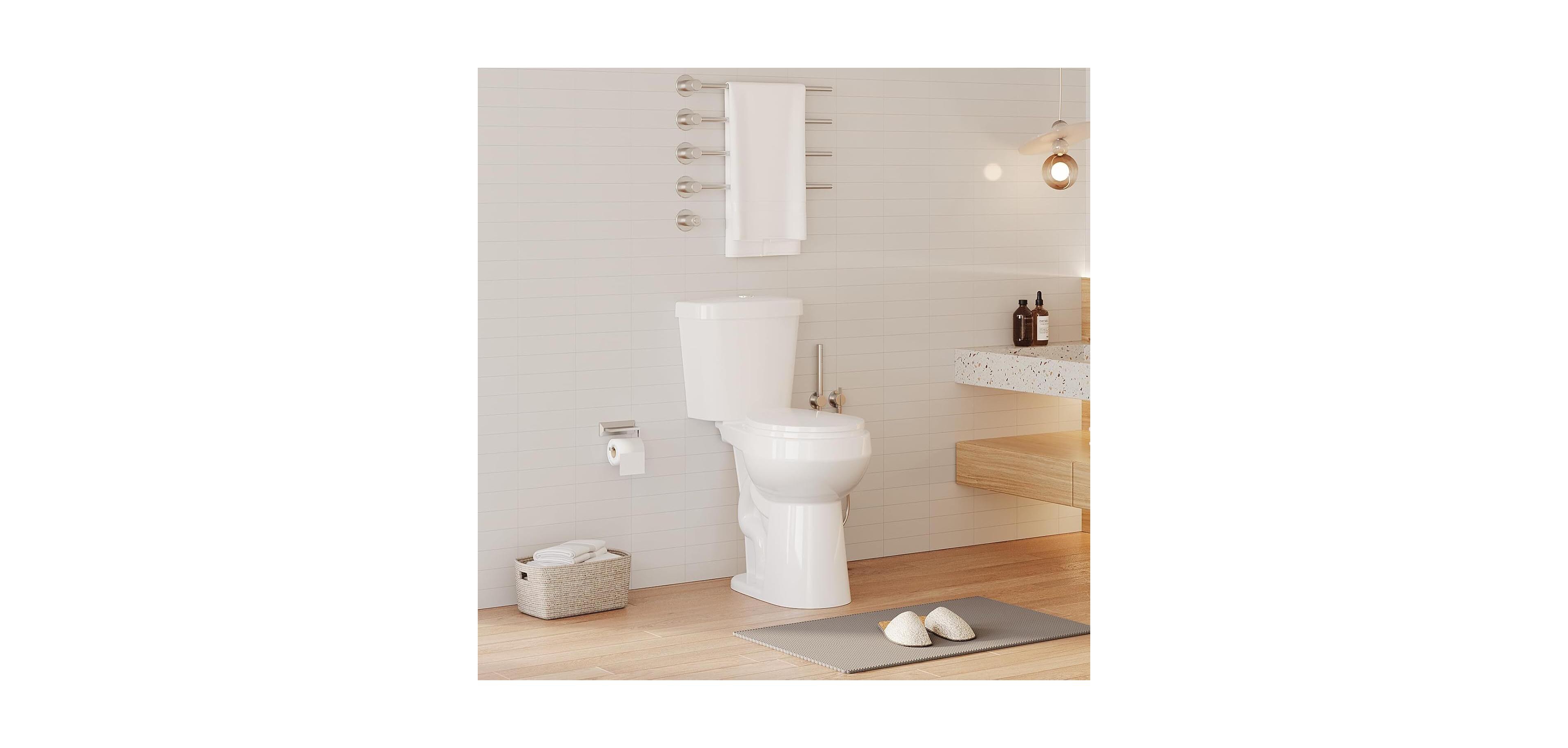 gaomon Two-Piece Elongated Toilet - 19" Bowl Height, Standard Seat Included,Top Double Button