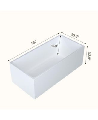 59" Acrylic Freestanding Soaking Bathtub with Chrome Drain and Linear Overflow Design