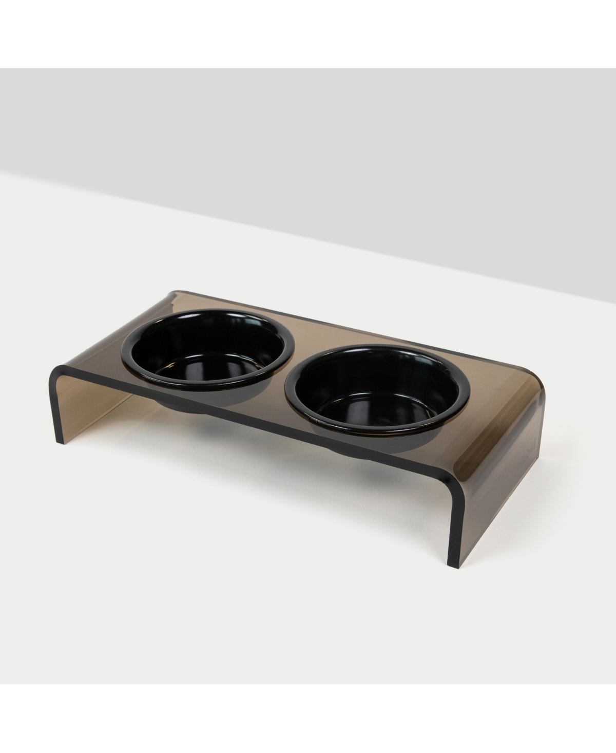 Small Bronze Double Bowl Pet Feeder - Silver