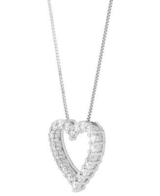 Diamond Heart Pendant 18" Necklace (1/2 ct. t.w.) in 10k White Gold