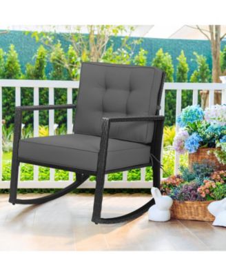 Patio Rattan Rocker Outdoor Glider Rocking Chair Cushion Lawn