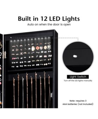 Freestanding Jewelry Cabinet Armoire Organizer with Bevel Edge Mirror