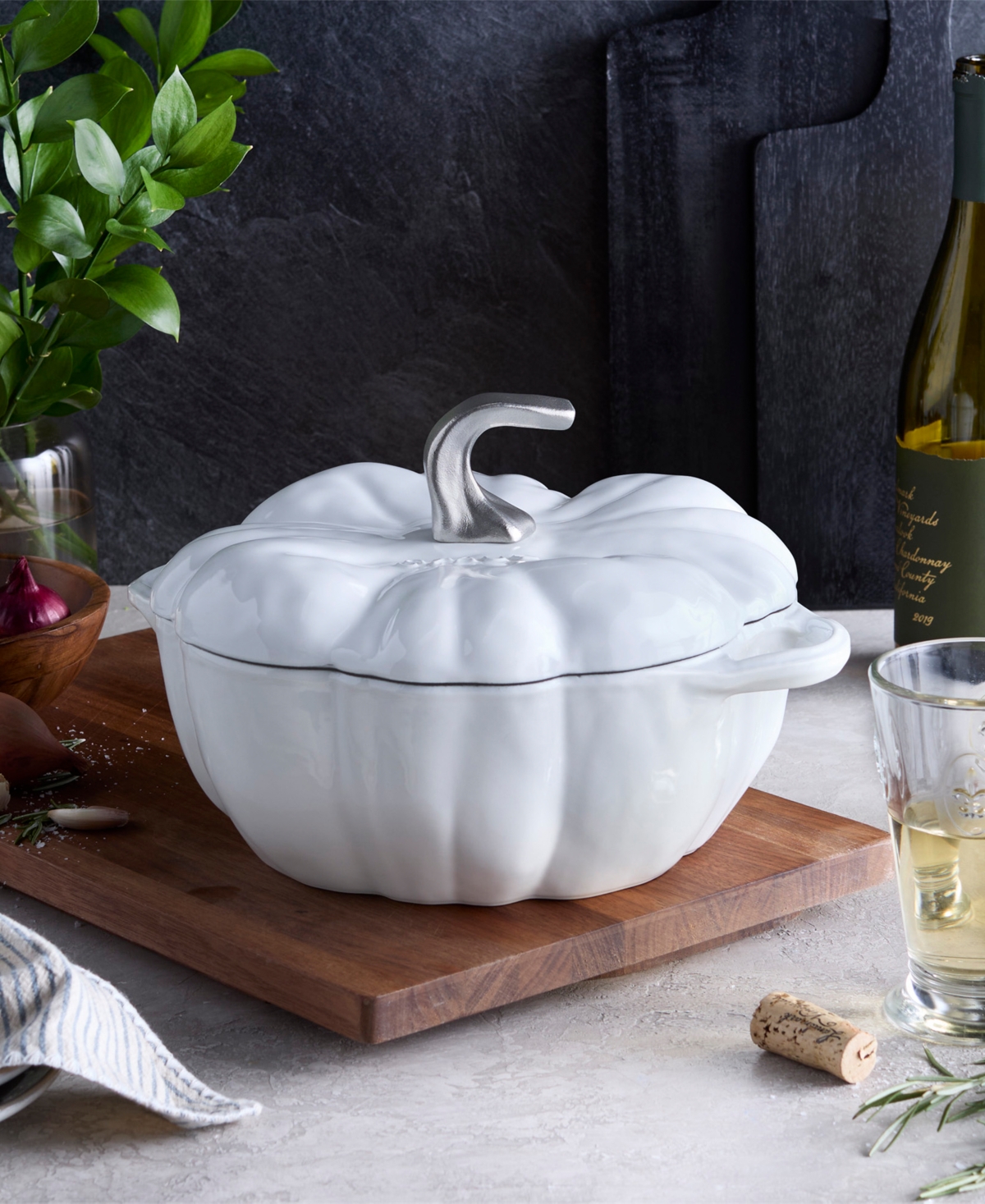 Staub Enameled Cast Iron 3.5-qt Pumpkin Dutch Oven In White