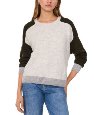 Vince Camuto Women's Colorblocked Raglan-Sleeve Sweater - Macy's