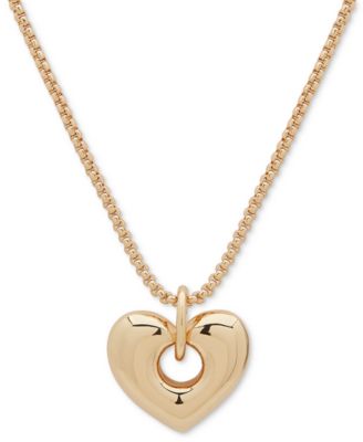 Anne Klein - Gold-Tone Polished Heart Pendant Necklace, 36" + 3" extender