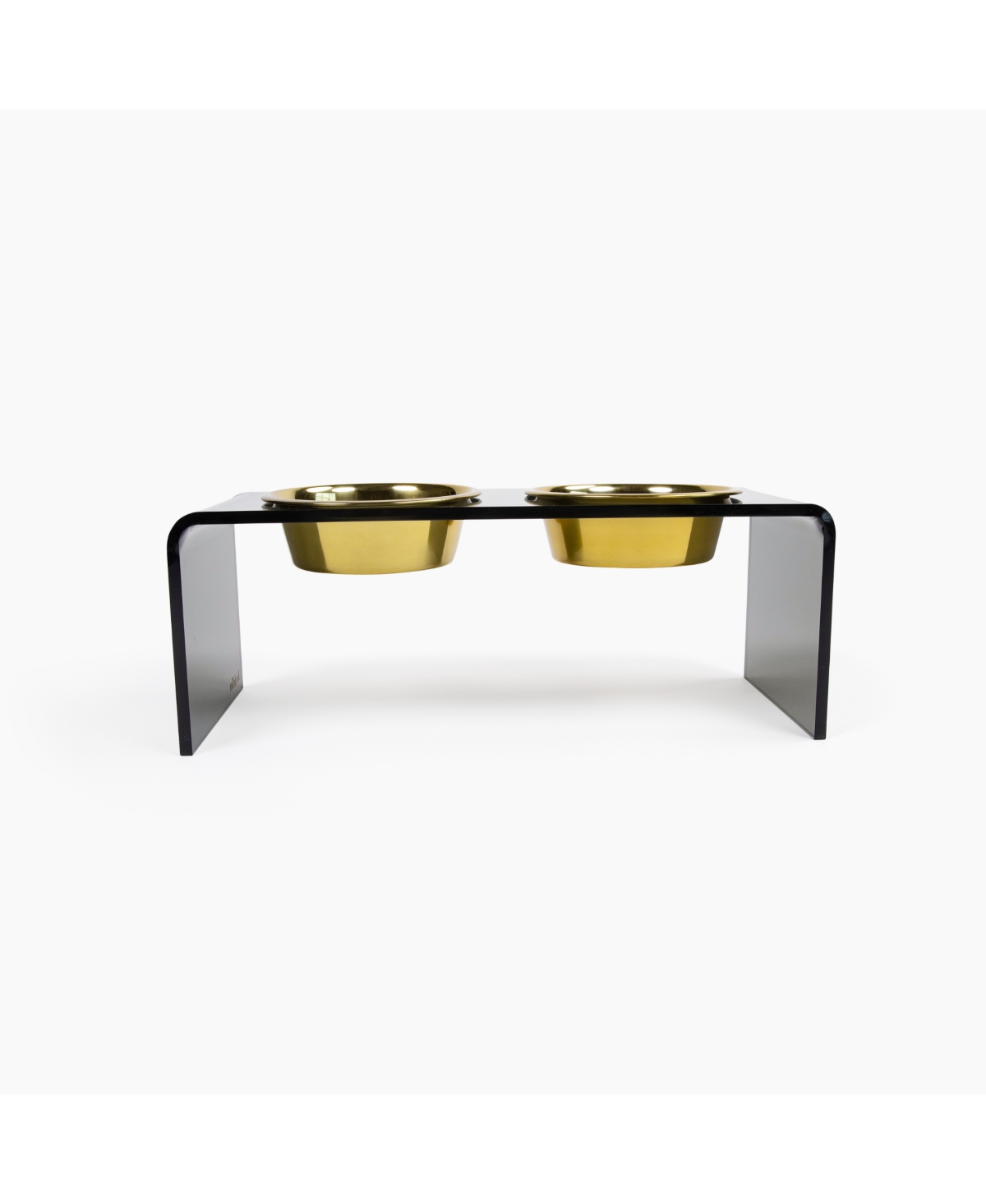 Medium Smoke Grey Double Bowl Pet Feeder - White