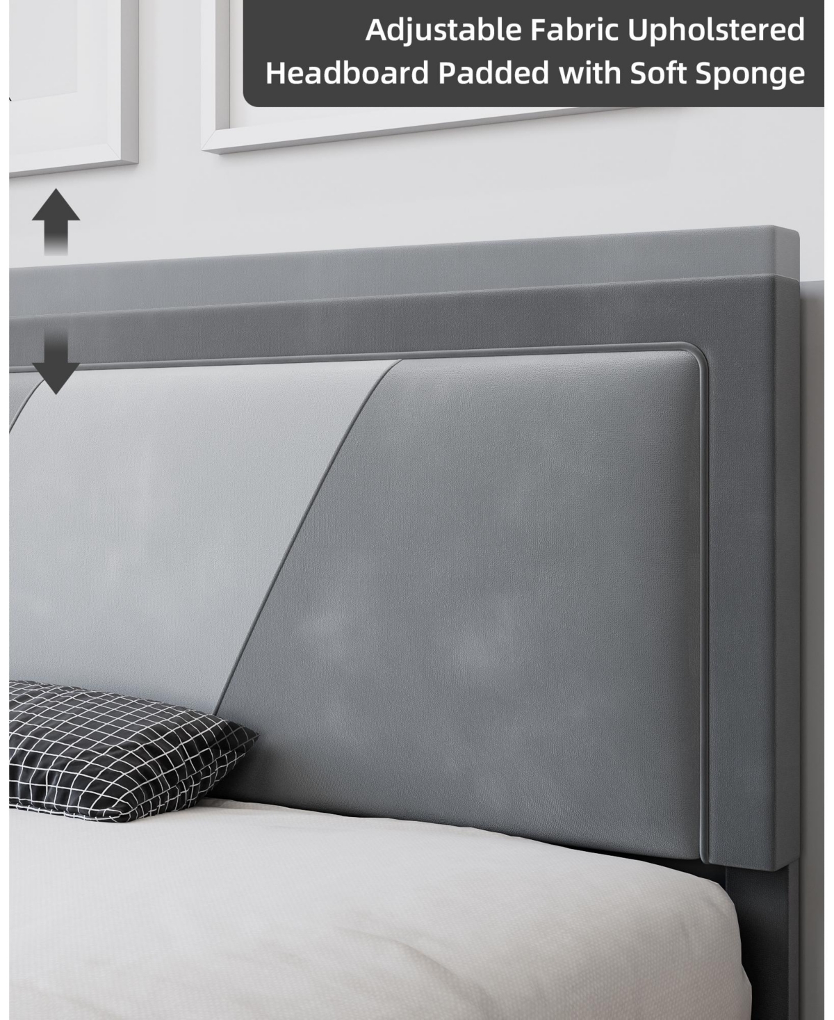 gaomon Upholstered Bed Frame With Adjustable Headboard - Modern Platform Bed Frame With Wood Slats Support - Easy Assembly
