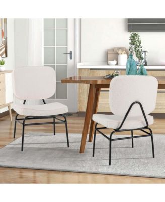 1 PCS Upholstered Accent Chair with Sponge Padding Adjustable Foot Pads & Metal Frame