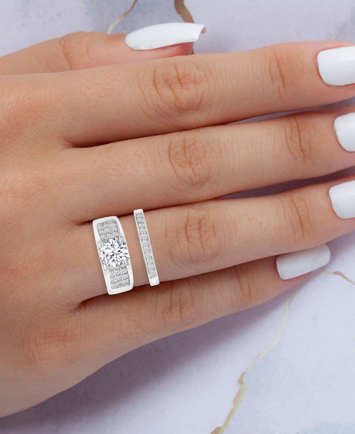 Macy's Cubic Zirconia Sterling Silver Ring, Exclusively At  In Rhodium
