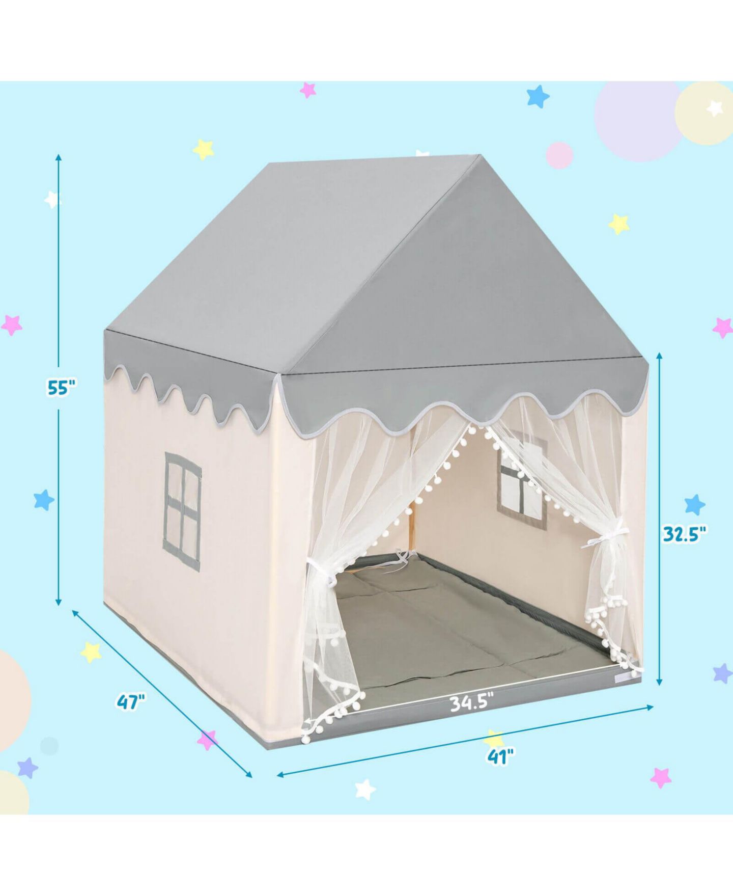 Детские игрушки HONGGE Fairy Castle Play Tent and Cushion Pad, 2-Piece Set, Ages 3+ — фото 9