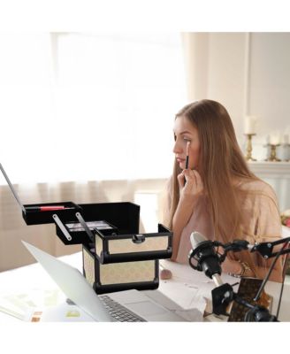 Makeup Train Case Cosmetic Organizer w/ Mirror Artist Grace ForgetMeNot