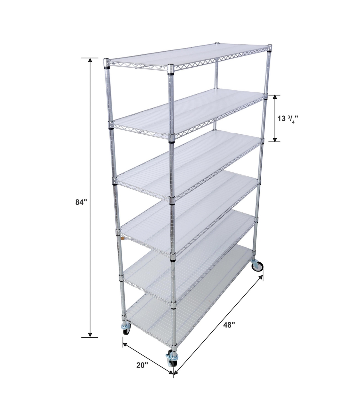 Slickblue Heavy-Duty 6000 lbs Capacity 6-Tier Nsf Metal Wire Shelving Unit with Wheels and Liners, 84