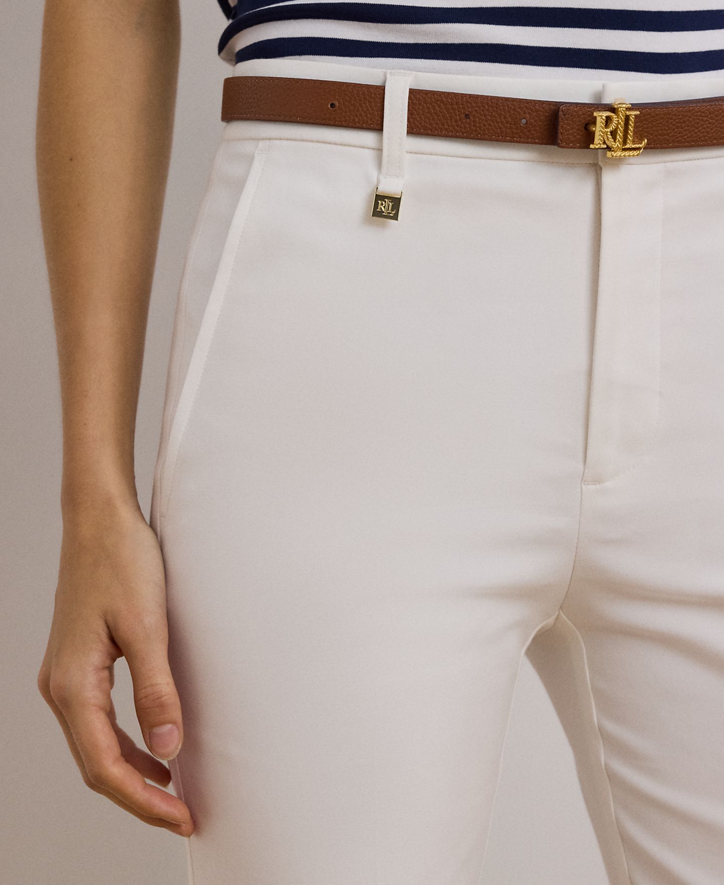 Женские брюки Lauren Ralph Lauren Double-Faced Stretch Cotton Pant, цвет: Белый — фото 4