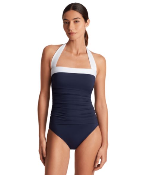 Женские купальники Lauren Ralph Lauren Shirred Bandeau One Piece Swimsuit