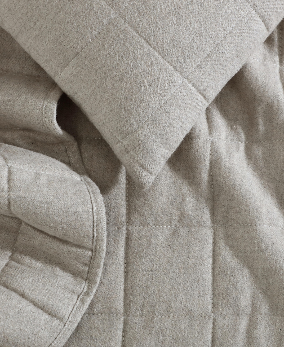 Calvin Klein Melange Flannel Quilt, Queen In Natural