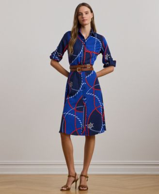 Lauren Ralph Lauren - Petite Rope-Print Crepe Shirtdress