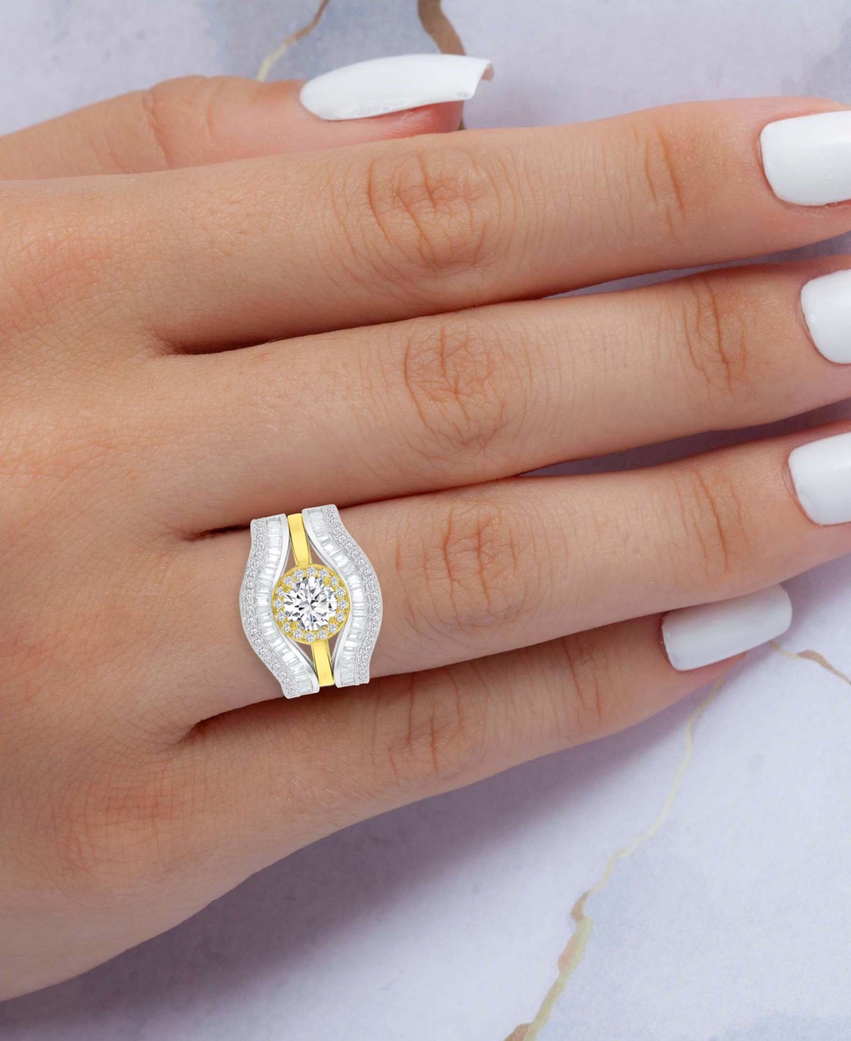 Macy's Cubic Zirconia Two-tone Ring, Exclusively At  In Gold