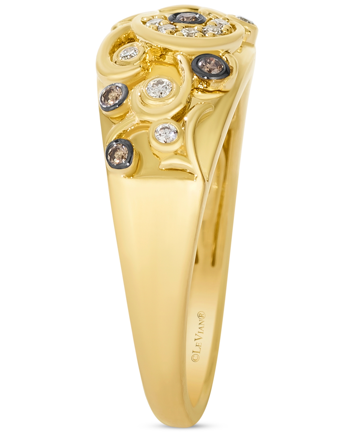Le Vian Nude Diamond & Chocolate Diamond Filigree Ring (1/6 Ct. T.w.) In 14k Honey Gold In Yellow Gold
