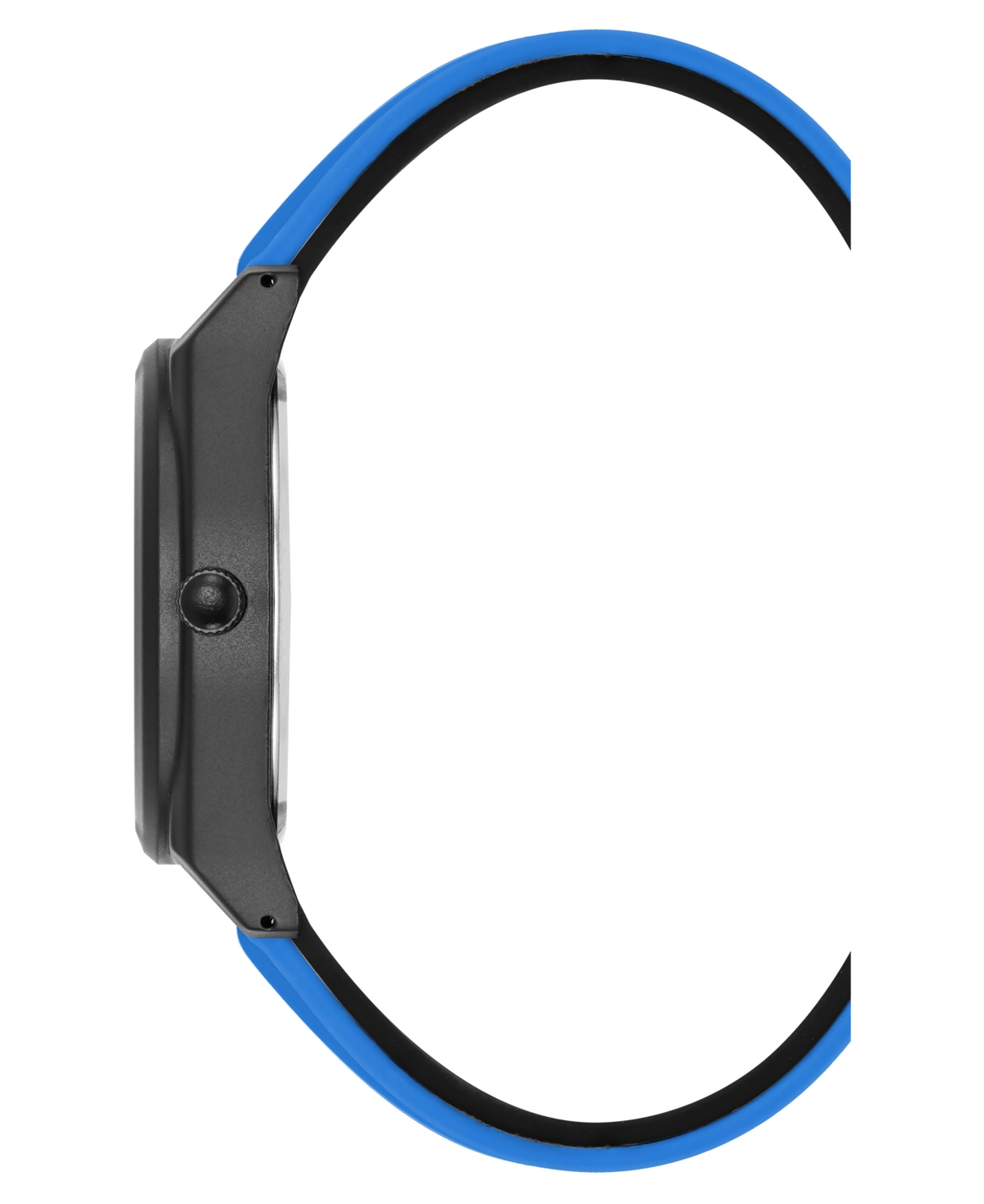 Steve Madden Men's Vivid Blue Silicone andAlloy Metal Watch, - Black/Blue
