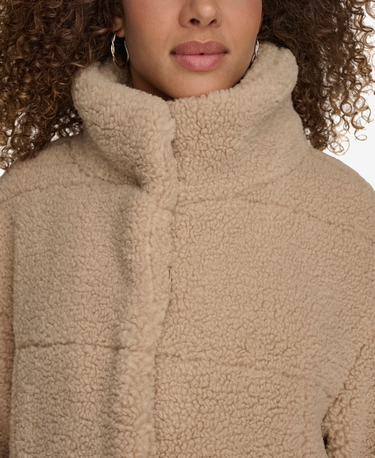 Levi's Women's Long Sherpa Snap-closure Teddy Coat In Sand