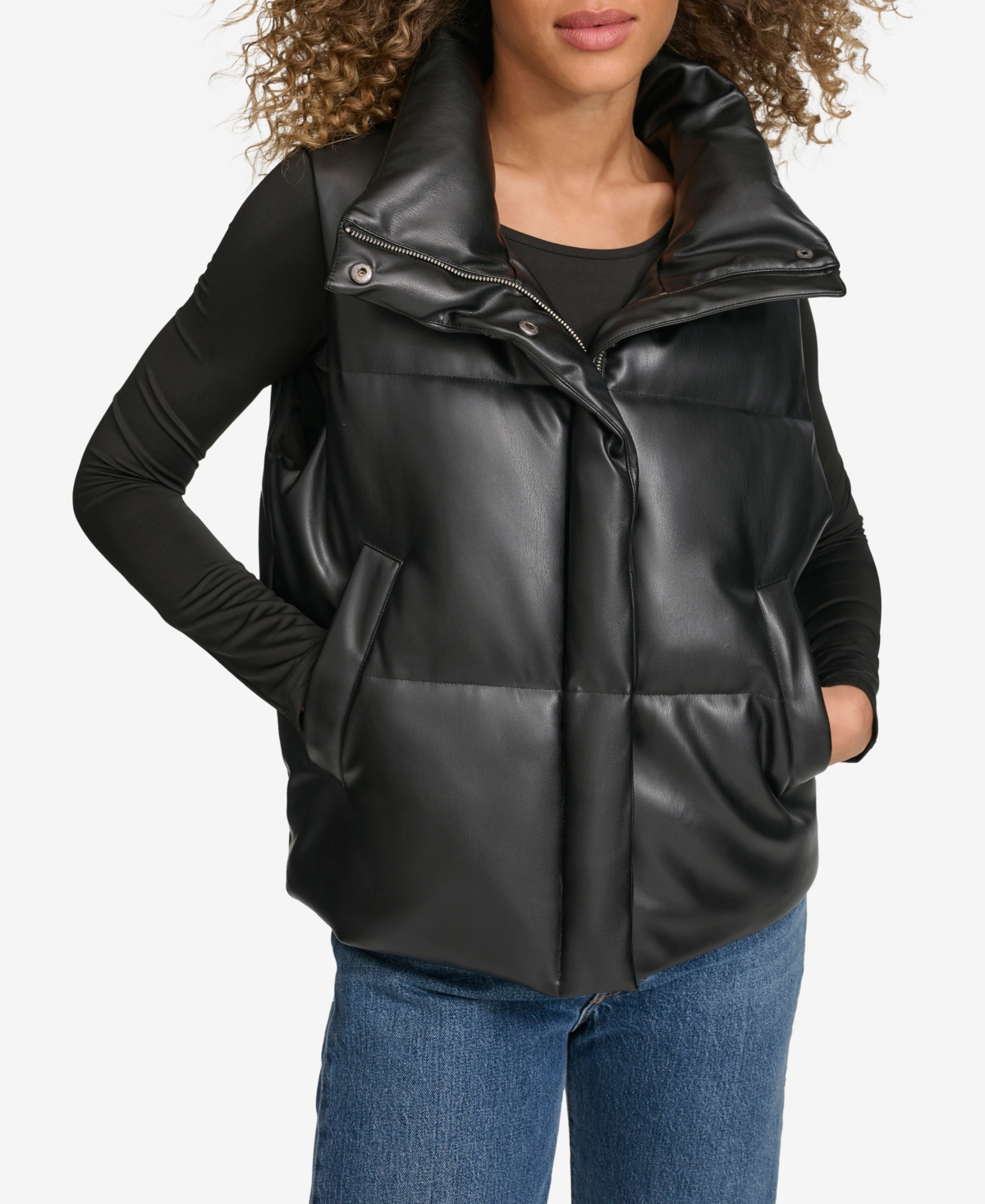 LEVI'S WOMEN'S FAUX LEATHER PUFFER VEST 