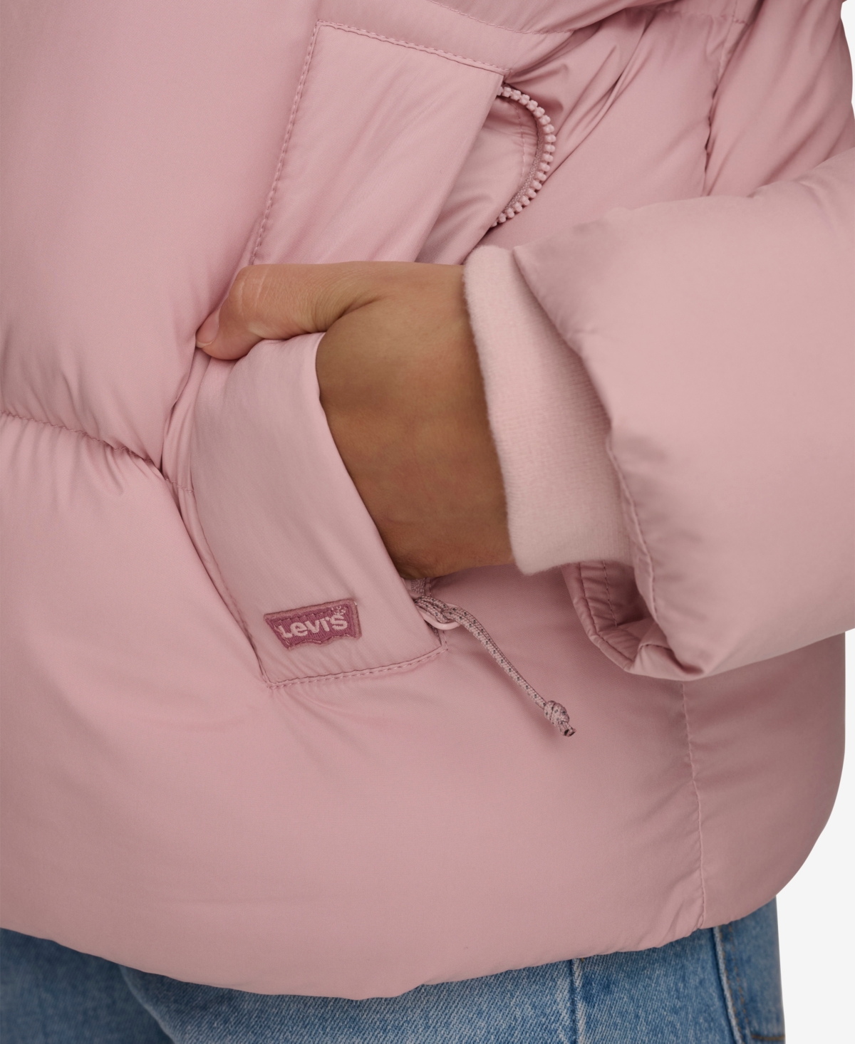 Levi's Women's Quilted Hooded Puffer Jacket In Pale Mauve