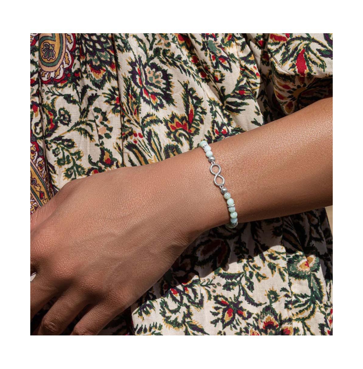 Karma and Luck Shaman of Abundance Jade Stone Bracelet -silver