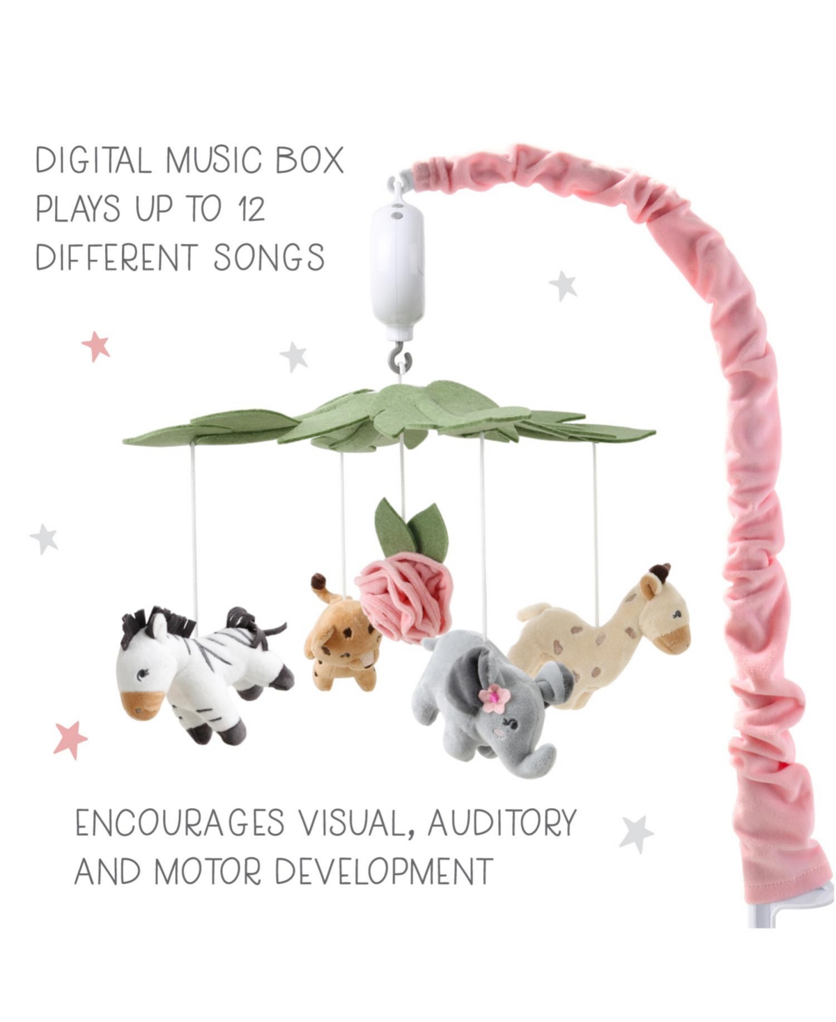 The Peanutshell Wildest DreamsMusical Crib Mobile for Baby Girls - Pink/green