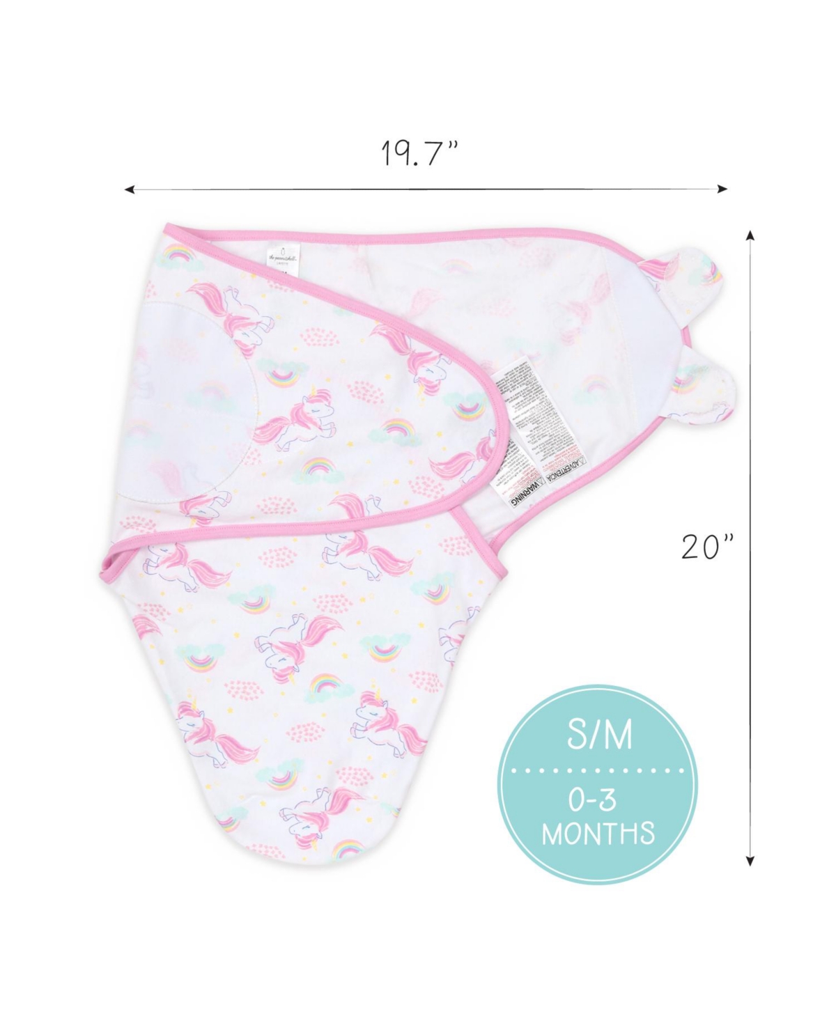 The Peanutshell Newborn Swaddles for Baby Girls, 3 Pack Set, Rainbow Unicorn - Assorted Pre-pack