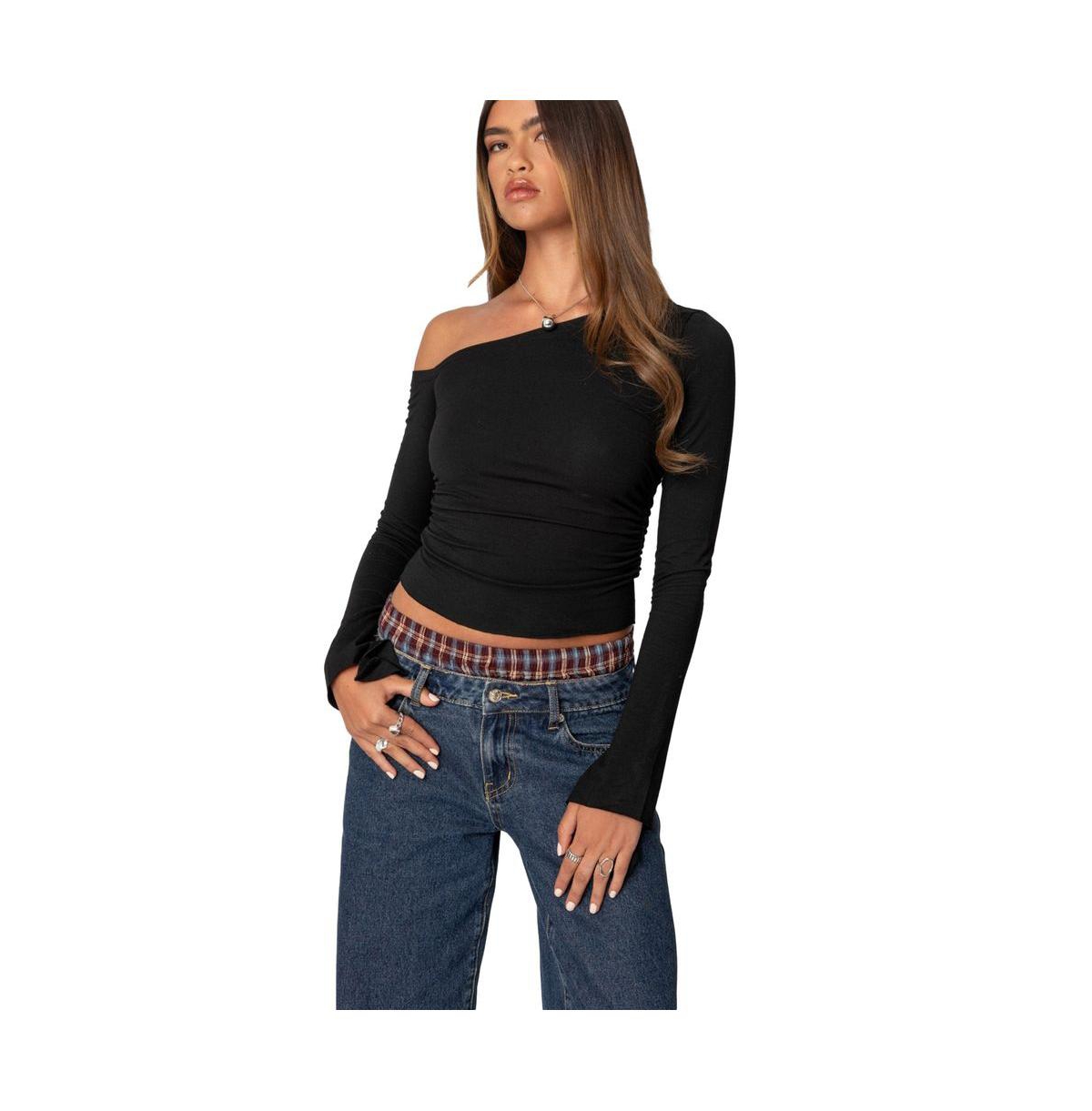 Edikted Women's Stacie Asymmetric Long Sleeve Top