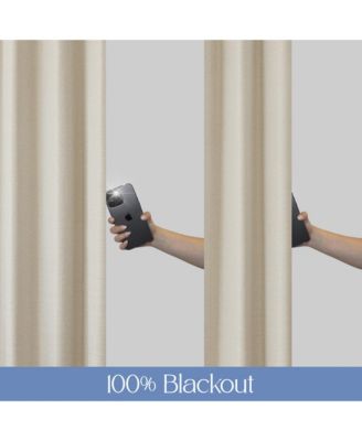 Brushed Serengeti Stria 100% Blackout Grommet Pair (2 panels), 52"×84"