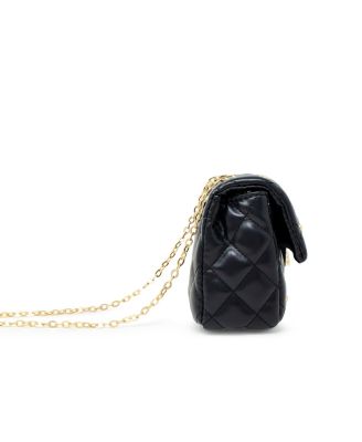 Girls Classic Quilted Stud Handbag, Black