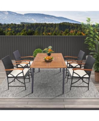 Set of 4 Patio Wicker Chairs with Soft Zippered Cushion