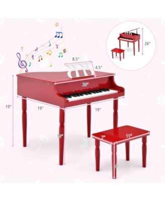30-Key Wood Toy Kids Grand Piano with Bench and Music Rack