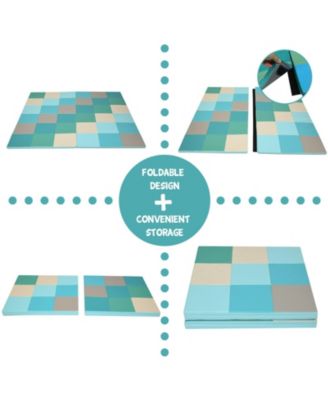 58 Inch Toddler Foam Play Mat Baby Folding Activity Floor Mat-Light Blue