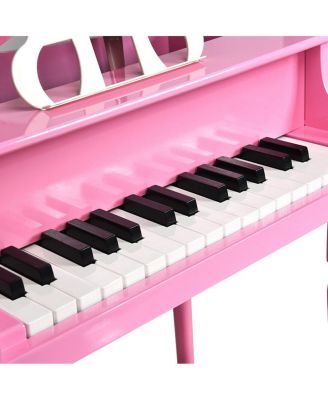 30-Key Wood Toy Kids Grand Piano with Bench & Music Rack-Pink