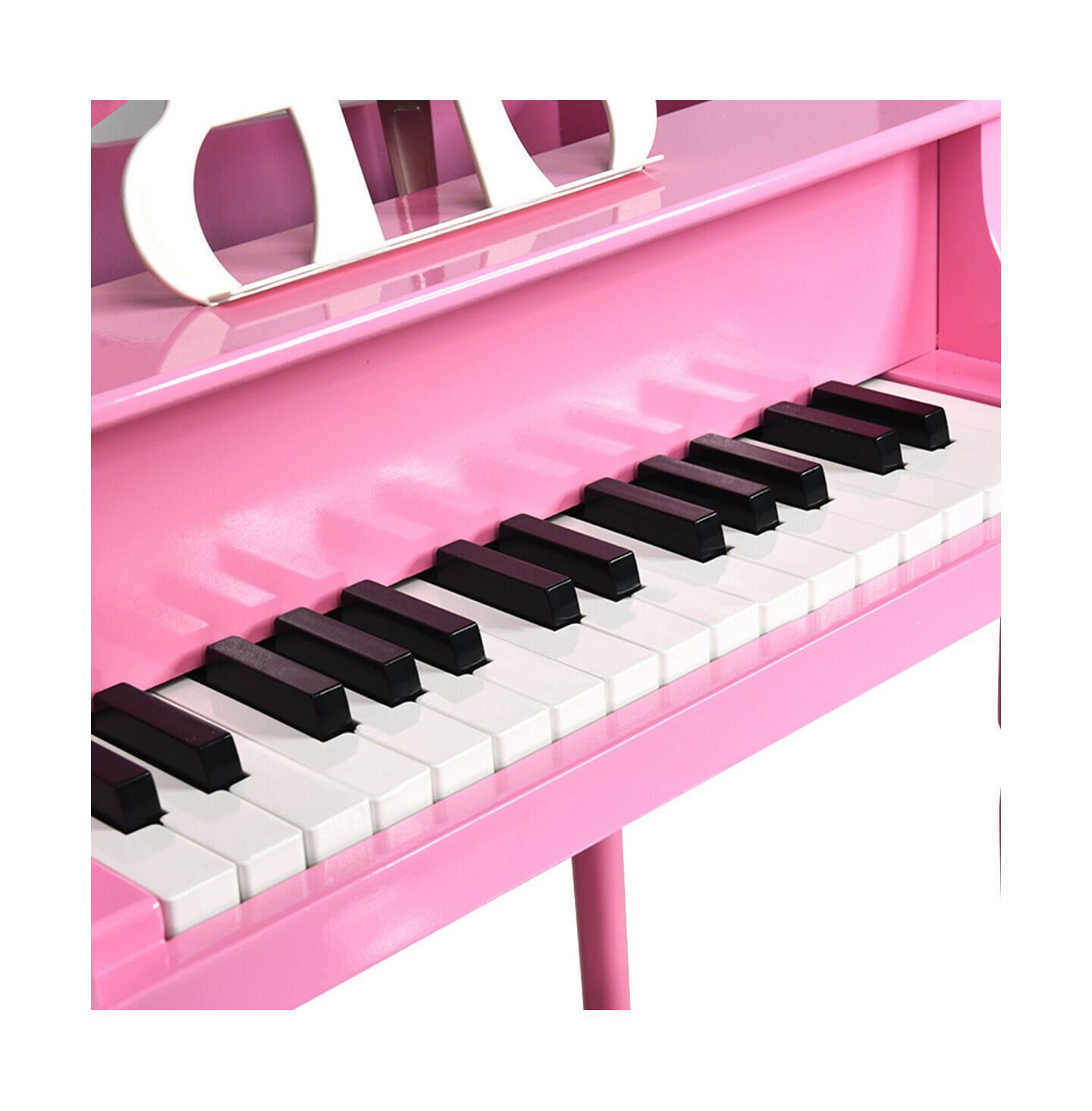 Детская игрушка HONGGE 30-Key Wood Toy Kids Grand Piano with Bench & Music Rack-Pink — фото 3