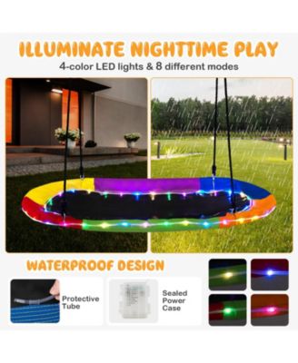 60 Inches Saucer Swing with LED Lights for Kids and Adults